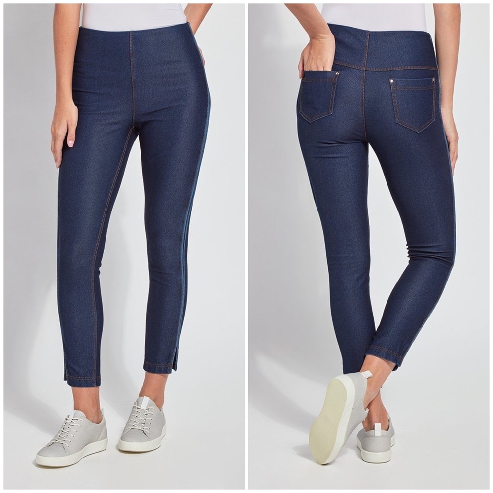 SALE MOVING. FIRM. Lysse Park Denim Repreve Dark Blue Jeggings NWT LARGE